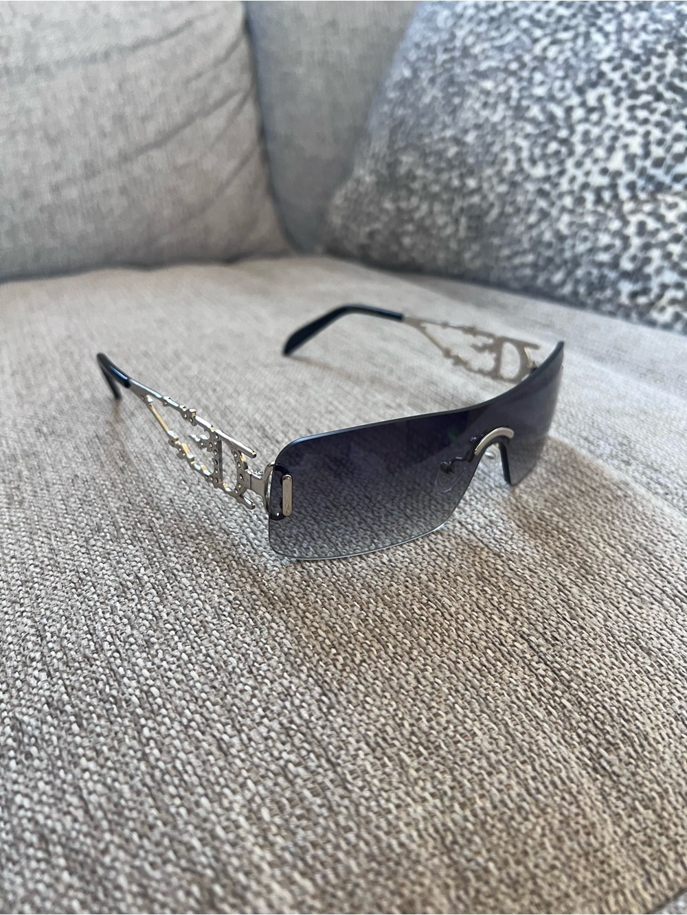 Dior Silver Trim Black Gradient Shield Sunglasses